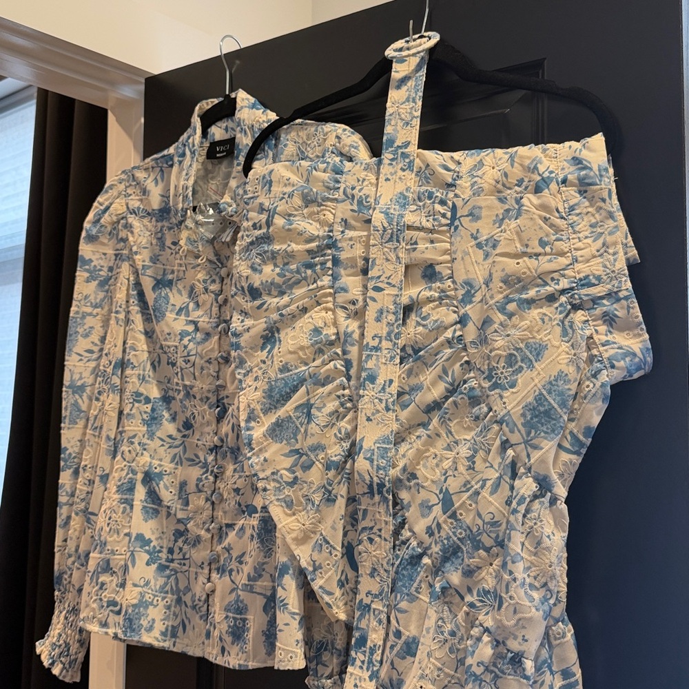 Sylvia Floral Eyelet skirt & blouse